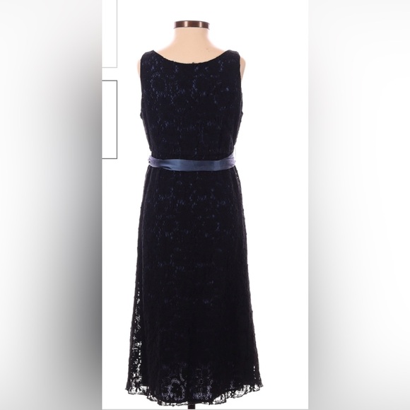 Twelfth Street By Cynthia Vincent. Little Black Dress. Cotton Lace, blue lining. - Picture 3 of 7